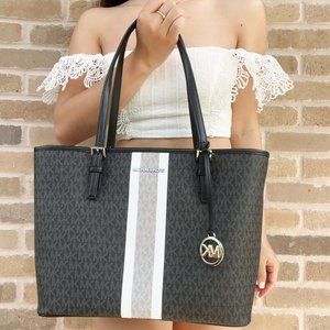 Michael Kors Tote Graphic MK Black Grey White